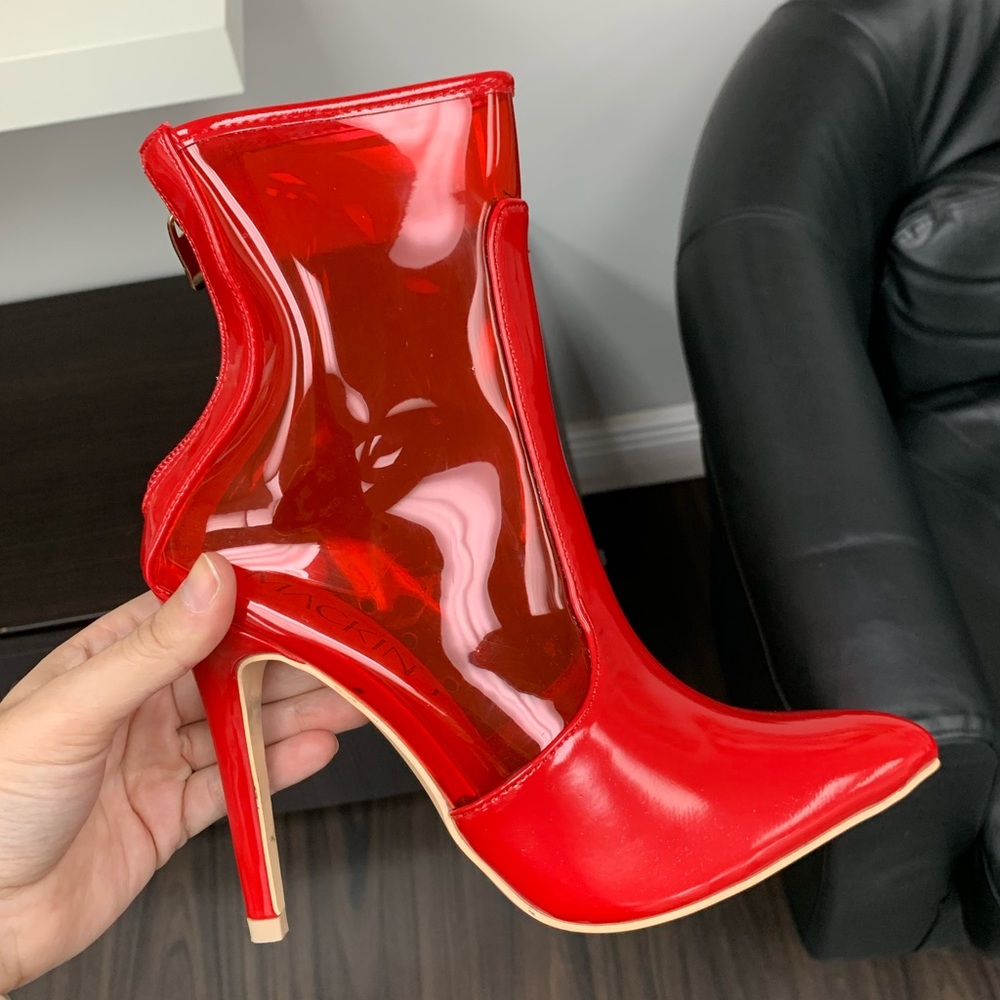 Red transparent bootie